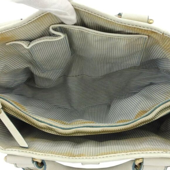 CELINE Tote Bag C macadam white canvas ?~ leather Authentic C3983 - Picture 6 of 9